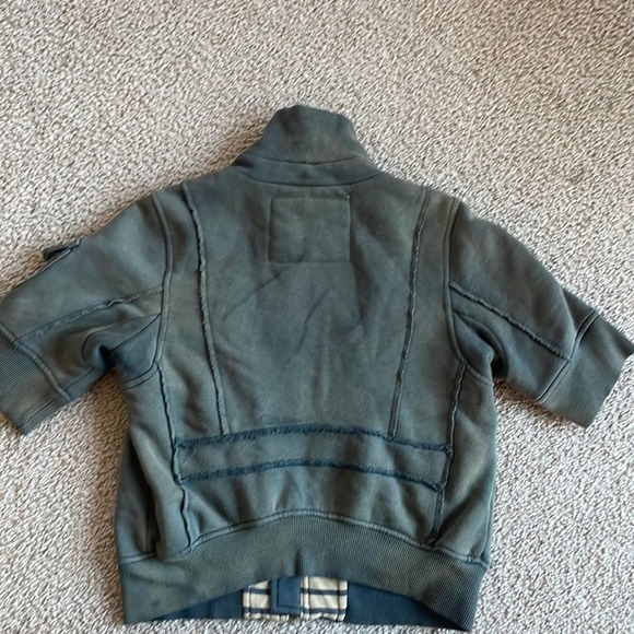 Free People cropped zip down sweater olive green military medium 8 - Picture 4 of 5